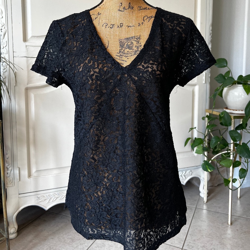 DKNY Black Lace Top